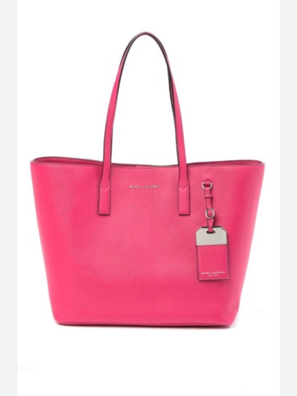 Marc Jacobs Large Luggage Tag Tote Bag Carryall in Hot Pink Saffiano Leather